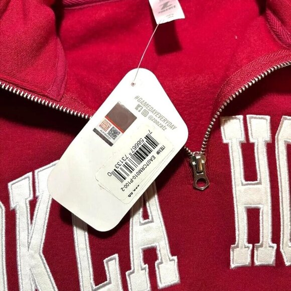 NWT ZooZatz Oklahoma Sooners Women's Crimson Cropped Sport Fleece 1/4 Zip SZ XL - Picture 3 of 4